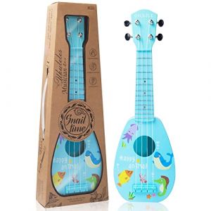 Ukelele pour enfants, guitare pour enfants, mini ukulélé acoustique de 43 cm, kit pour débutants avec médiator et sangle– Idéal pour les tout-petits et les débutants, cadeaux de noël/nouvel an (bleu) (HENGI-uk, neuf)