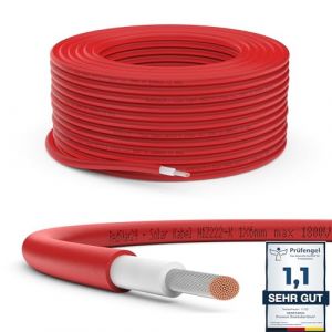 RedStar24 Câble Solaire Premium 6mm² Rouge Résistant aux UV, Flexible, Câble PV pour Panneaux Solaires, Onduleurs & Régulateurs de Charge (RedStar24, neuf)