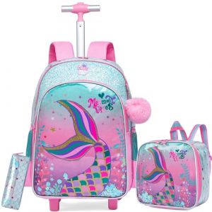 HTgroce Cartable a Roulette Fille, Sac Dos roulettes pour Filles ce1, Sac a Roulette Fille pour Primaire Scolaire cp (Lldaily EUR, neuf)
