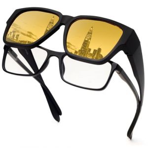 Face Shadow Lunettes Jaune Conduite de Nuit Polaris&eacute;es, Surlunettes Conduite de Nuit pour Homme et Femme, Ultra L&eacute;ger Lunette anti Eblouissement de Vision Nocturne (Wellworths Store, neuf)