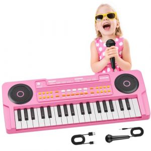 Jouet Clavier Piano Enfants Filles 37 Touches Clavier &Eacute;lectronique Portable avec Microphone Jouet Musical &Eacute;ducatif et Cadeau pour Gar&ccedil;ons Filles de 3 4 5 6 7 Ans Rose (Blinksy BuyNest Marketshop Kft., neuf)