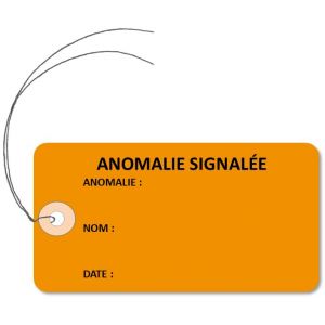 Lot de 250 Etiquettes américaines Texte au choix - cartonnées 100x55 mm avec attache métallique (ANOMALIE SIGNALEE) (CODEX ACTION, neuf)