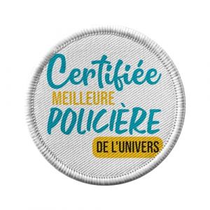 Ecusson Thermocollant Vetement Rond 7cm - Certifi&eacute;e meilleure Polici&egrave;re de l'univers Police Gendarmerie - Patch a Repasser pour Reparation ou Customisation T-shirt Sac Jeans Imprime en France (FabulousBOUTIK, neuf)