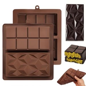 2 Pi&egrave;ces Moule Tablette Chocolat, Moule Tablette Chocolat Dubai, Moules &Agrave; Barres De Chocolat Profonds En Silicone,Antiadh&eacute;sifs Moule Silicone Chocolat Convient &agrave; Fabrication Chocolat Gel&eacute;e Fudge (Newbilty OU, neuf)