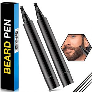 Prreal Lot de 2 stylos &agrave; barbe noirs naturels pour homme,Imperm&eacute;able et r&eacute;sistant &agrave; la transpiration,Stylo de remplissage longue dur&eacute;e pour remplir, la barbe et les sourcils,Couleur : noir (Prreal, neuf)