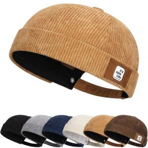 Casquette Docker Coton Bonnet Unique Street D&eacute;contract&eacute; Brimless Chapeau Docker Bonnet Bob Homme Femme Chapeau sans Bord Marin Travailleur Casquette sans Visi&egrave;re Roul&eacute; (Cozyan, neuf)