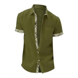 Vente Flash Printemps Chemise Homme Décontracté Été Manches Courtes Steampunk Blanche Chemisette Hawaienne Rouge Chemises en Lin Medieval Coupe Droite Médiéval Tee Shirt Lacet Deguisement Fluo (Uwdiohq, neuf)
