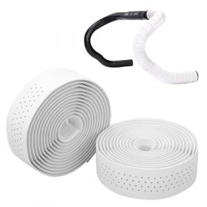 Tissting 2 Pi&egrave;ces Bande de Guidon en Cuir 200 x 3 cm 3mm &eacute;paisseurs PU EVA Bande de Barre de V&eacute;lo, Blanc Auto-Collante Poign&eacute;e de V&eacute;lo Sangle Arri&egrave;re Adh&eacute;sive pour V&eacute;lo de Route (Tomoerd, neuf)