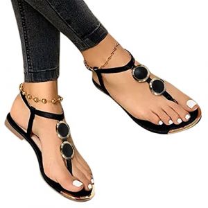 Sandales Compens&eacute;Es Pour Femme Classiques - Piscine Plage Sandales Claquette Femme &eacute;T&eacute; Sandale Femme Cuir Sandales Plates Toe Comfy Chaussures Mules Talon Haut Tongs Pantoufles D&eacute;Contract&eacute;Es (Promotion Nouvel An, neuf)