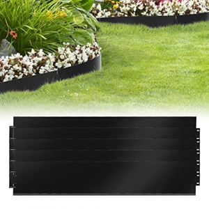 Izrielar Bordure de pelouse en métal 10m - 10 pièces Bordure de Tonte, galvanisée Clôture de Jardin Bordure de Parterre Longueur par Bande 10m - Hauteur 18cm, Noir (XIXIXIAO, neuf)