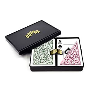 Copag 1546 Design Jeu de Cartes à Jouer 100% Plastique, Taille Pont, Vert/Bordeaux (Jumbo Index, 1 lot) (Cardshouse, neuf)