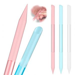 3 Pcs en verre cuticule pousseur lime à ongles cuticule manucure Stick Remover ensemble d’outils de cuticule verre Double face avec bâton de soin de cuticule de Grit pour (rose, bleu,Transparent) (conriy, neuf)