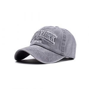 Yutdeng Casquette Baseball Vintage Hommes New York Lettres Cap Snapback Hip Hop Plat Cap Rétro Chapeau Sports De Plein Air Alphabet Broderie Casquette Femmes(New York-Gris,Taille Unique) (Yuegood, neuf)