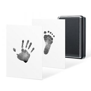 Tampon encreur réutilisable pour empreintes de mains et pieds de bébé,empreinte main pied bebe,kit empreinte bebe,empreintes bébé,empreinte bebe,kit d'empreintes non toxique et facile à nettoyer,noir (Hugfads, neuf)