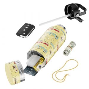 Domemit Boite Cachette Secrete, Bouteille d'eau Isotherme, sans BPA, Mini coffre fort Gourde pour Sport, Gym, Voyage, Plage, Impression 5D, Accessoires Camping Car Caravane, Cadeau Noël Homme Femme (Domemit FR Shop, neuf)