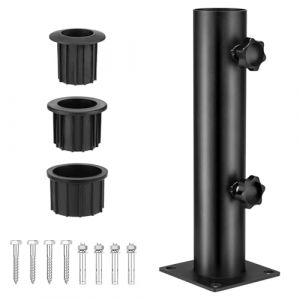BORDEAG Pied Parasol, Support De Parasol Extérieu, Support De Parasol Réglable, Support Parasol Metal Réglable avec 3 Anneaux De Réduction en PVC (32/38/48 Mm) pour Balcon, Terrasse, Jardin (CEANNA, neuf)