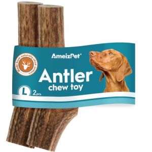 AmeizPet Os De Cerf pour Chien - Friandises pour Chiens Enti&egrave;rement Naturelles Et, Os De Cerfs Durable A Longue Dur&eacute;e Id&eacute;al Chiens, Corne Cerfs Robuste Id&eacute;al Chien - 2 Pi&egrave;ces Taille L Corne Cerf (Ventus artis, neuf)