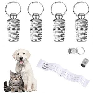 4 Pièces D'étiquette de Collier de Chien, Étiquette D'adresse de Chien, Étiquette D'Identification de Chien, Porte Adresse Chien Animaux, étanche, Empêcher les Animaux de se Perdre (Vanillin, neuf)