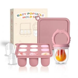 Zufio Grignoteuse b&eacute;b&eacute; - Tetine grignoteuse b&eacute;b&eacute; 4M+ moule &agrave; glace au lait maternel - Mangeoire &agrave; fruits pour b&eacute;b&eacute;-Pour Soulager les Gencives et Diversification Alimentaire (Pink) (ZUFIO-FR, neuf)