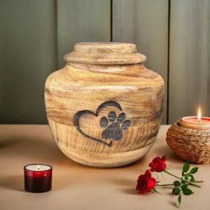Prime Art Urne funéraire en bois pour chien - Urne funéraire pour animaux de compagnie - Urne funéraire pour animaux de compagnie - Petite urne en bois (15,2 cm de haut x 15,2 cm de diamètre) (100 (Prime art, neuf)