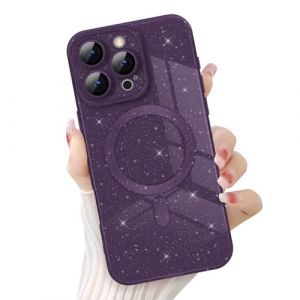 Newseego Coque pour iPhone 16 Pro Max, Paillettes Bling Housse 6,9 Pouces Compatible avec MagSafe TPU Dos Mignonne Antichoc Protection pour iPhone 16 Pro Max Violet Fonc&eacute; (NewseegoUK, neuf)