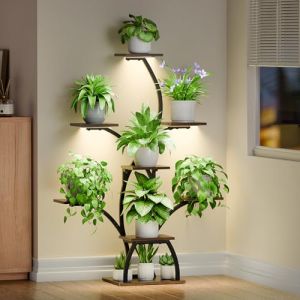 CODACE Support pour plantes d'int&eacute;rieur avec lampes de culture, &eacute;tag&egrave;re &agrave; 6 niveaux pour plantes, support d'angle de 127 cm pour plantes d'int&eacute;rieur, support lumineux en forme d'arbre pour le salon (CODACE Direct, neuf)