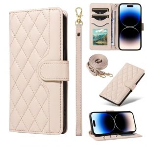 ATISIJIE Etui pour Samsung Galaxy Note 9,avec Bandouli&egrave;re,Dragonne,3 Fentes Cartes,Fermeture Magn&eacute;tique,Fonction Support,Portefeuille Flip Etui-Beige (TISIM, neuf)