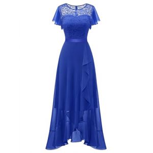 Berylove Robe de Soir&eacute;e Longue &Eacute;l&eacute;gante pour Mariage - Robe de Cocktail avec Fente - &Eacute;l&eacute;gante avec Manches, Taille &Eacute;lastique, Bleu Roi, M (Berylove, neuf)