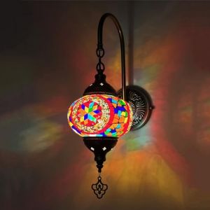 HXFFXHF (10 Couleurs Applique Murale Turque Marocaine Lampe Murale en mosaïque de Verre Lampe Murale 1 Lampe Lanterne Murale pour la décoration de la Maison Salle à Manger café Bar allée Couloir, A (wuhanxitaoyouxuanwangluokejiyouxiangongsi, neuf)