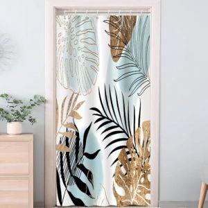 Uiiooazy Rideau Douche Anti Moisissure, Rideau Douche 120x180cm Bleu Ciel Tropical Feuilles de Palmier Abstrait Jungle Rideaux de Baignoire Tissu Lavable Imperm&eacute;able Rideaux de Bain avec 8 Crochets (dongguibinjingpinxiaodianpu, neuf)