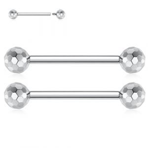 AROWRO Titan Piercing de langue Piercing de t&eacute;ton Piercing de t&eacute;ton Piercing de mamelon Tiges de mamelon Piercing de t&eacute;ton Bijoux Piercing de langue avec filetage int&eacute;rieur Piercing de langue 16G 14G (yueeu, neuf)