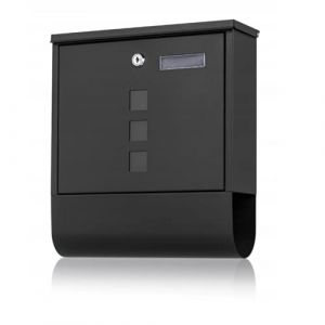 Virone Haiti Boîte aux Lettres avec Porte-Journaux et Porte-Nom, Acier Galvanisé (Le Noir) (Vermann, neuf)