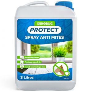 GEROBUG Spray Anti-Mites 3000 ml - Lutte simple contre les mites alimentaires & les mites des vêtements - Protection contre les mites pour armoire, placard, appartement, vêtements, tapis & cuisine (RGO Expert GmbH, neuf)