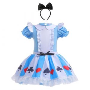 Lito Angels Robe Ballet de Danse Alice au pays des merveilles pour Enfant Filles avec Accessoires, Déguisement Ballerine Justaucorps Danseuse Tutu Taille 7-8 ans (Lito Angels FR, neuf)