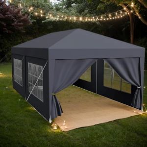 Alpstorm Tonnelle de Jardin Extérieur 3x6m Barnum Pliant Imperméable avec 4 Parois Latérales et Fenêtres,Robuste en Acier et Bâche PE, Idéale pour Camping, Fête, Réception, Marché (Anthracite,3x6m) (Alpstorm EU, neuf)