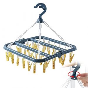 MagiSel Etendoir Chaussette, Haute Qualit&eacute; Etendoir Chaussette Pliable, &Eacute;tendoir &agrave; Linge &agrave; Suspendre avec 32 Pinces, Sechoir a Linge Rotatif Pliant pour Chaussettes et Petits V&ecirc;tements(Bleu-Jaune) (RedOceansM, neuf)