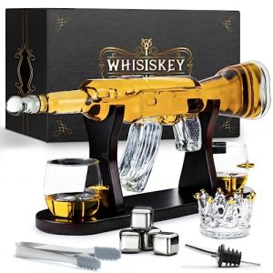 WHISISKEY Carafe Whisky - Carafe à Whisky - 1000ML - Coffret Cadeau Homme - Coffret Whisky Luxueux - Idee Noel - Decanter avec 2 Verre à Whisky, 4 Pierre a Whisky, Whiskey Accessories (AWEMOZ, neuf)