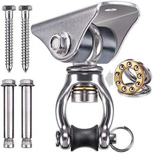 SELEWARE Ensemble de Suspension pour Chaise hamac, capacit&eacute; de 450 kg, Crochet pivotant 360 en Acier Inoxydable, Accessoires de Suspension en Bois, Crochet de Suspension avec vis pour Ensembles (Lifeswell, neuf)
