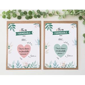 Manahia Lot de 2 Cartes à gratter Marraine et Parrain - Coeur | Veux-tu Devenir ma Marraine ? | Veux-tu Devenir Mon Parrain ? | Annonce Naissance - Demande Parrain et Marraine (Manahia, neuf)