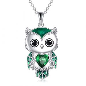 Collier Hibou Bijoux Cadeaux pour Femmes en Argent Sterling Pierre de Naissance Hibou Pendentif Collier Bijoux de Noël pour Les Filles (05-Mai) (zhanglushop, neuf)