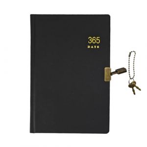 LIMEQKI Journal Intime Adulte Avec Cadenas, Carnet De Notes Vintage A5 Avec Cadenas 192 Feuilles/384 Pages En Papier Kraft Pour Femmes Et Hommes (21,5 x 14,5 x 3 cm, Noir) (DTRainbow, neuf)