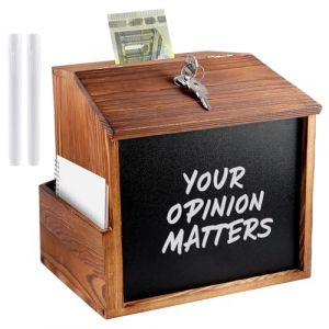 Bo&icirc;te &agrave; propositions en bois, bo&icirc;te &agrave; dons, verrouillable, bo&icirc;te aux lettres pour montage mural en bois de pin, urne de vote, avec serrure, pour l'&eacute;cole, le bureau, l'h&ocirc;pital (SwiftCart Azalaya, neuf)