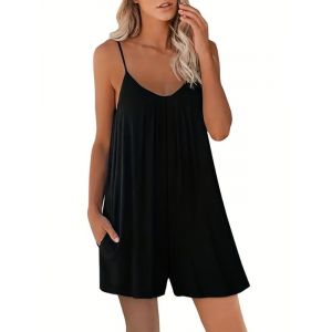 Haibang Combinaison Femme &Eacute;t&eacute; sans Manches Casual Combishort Femme Bretelles Spaghetti R&eacute;glables Salopette Short Chic et &Eacute;l&eacute;gant Jumpsuit Loose Playsuit avec Poches D&eacute;contract&eacute; Plage Rompers (Haibang Store, neuf)