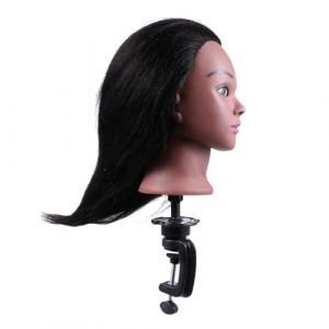 TOGEVAL Mannequin Tête à Coiffer Professionnelle Peau Noire Cheveux Naturels Longs pour Entraînement Coiffure Extensions et Stylisme Pratique (BOBOLING, neuf)