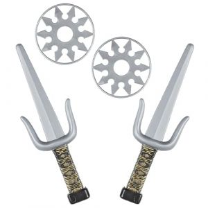 WIDMANN MILANO PARTY FASHION W Widmann 01205 Waffenset, 2 Dolche, 2 Shuriken, Ninja, Schwerter, Waffen, Karate, Accessoire, Zubehör, Mo Set d'armes, Mixte Adulte, 10004284, argenté, Taille Unique (EMHSA GmbH, neuf)
