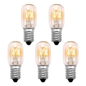 Goerpn 5x Ampoule Frigo 15W E14 Ampoule Lampe de Sel Dimmable Blanc Chaud, Ampoule Hotte Aspirante, 2700K 300 Degr&eacute; Lampe pou Four, Machine &agrave; Coudre, Micro-ondes, Refrigerateur (YingTuMaJu, neuf)