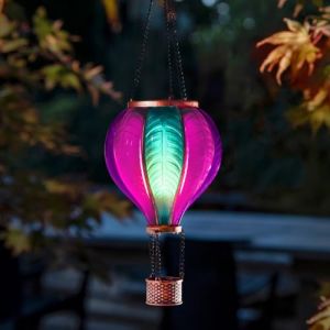 Festive Lights - Lanterne solaire à énergie solaire pour montgolfière - 45 cm - Lampe de jardin flamme réaliste SMD LED SMD - Effet verre pastel avec poignée (Festive Lights Ltd, neuf)