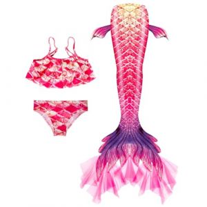 Maillot De Bain Enfant Fille Joli Maillot de Bain d'été Cosplay Party Fille Manches Longues 3 Pièces Deguisement Océan Piscine Natation Plage Costume de Bain de Plage (HIKLASbien, neuf)