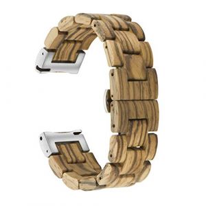 AIYIBEN Bracelet de montre &agrave; d&eacute;gagement rapide, bracelet de montre en bois naturel, choix de couleur et largeur de bracelet 18mm, 19mm, 20mm, 21mm, 22mm, 23mm ou 24mm (20mm, Z&egrave;bre) (HPB-Shop, neuf)
