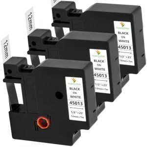 Ruban pour Étiqueteuse Yuanqimm Compatible pour Dymo D1 12mm x 7m 45013 S0720530 Noir sur Blanc pour LabelManager 160 210D 360D 280 420P 500TS PNP Labelpoint 250 100 150 Labelwriter 450 DUO, Pack de 3 (Yuanqimm, neuf)